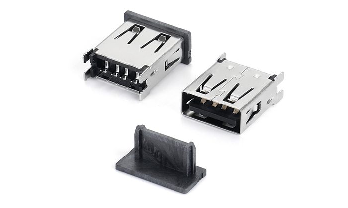USB2.0 AF180度直插式雙魚(yú)叉無(wú)唇邊(直腳1.4)帶吸附蓋（H14.45) UEF04T-K1TN-C21R4