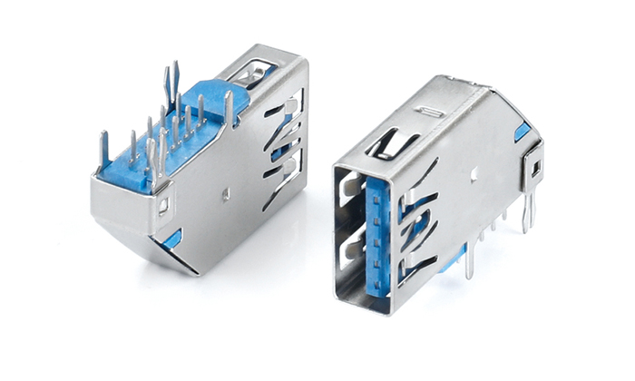 USB3.0 AF 90度側(cè)插藍(lán)色DIP(魚(yú)叉腳2.8mm) UKF09L-13AN-18P0