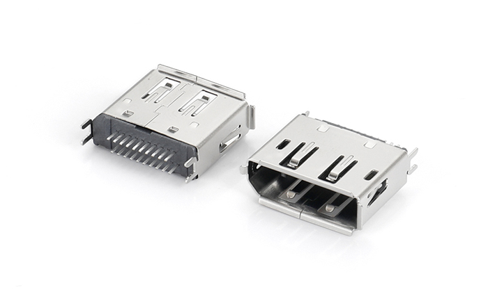 DP 180度母座夾板式 魚叉腳銅殼 DTF20C-11BN-38P0