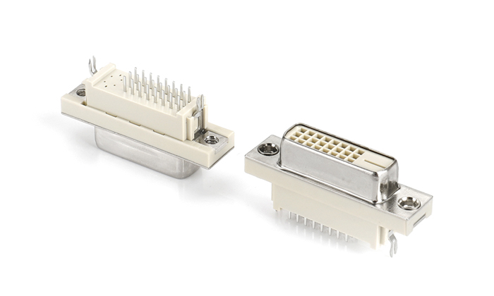 DVI24+1 180度魚叉式米黃色鉚合，魚叉2.34中心距26.9（H10.5) VGF25T-28SN-B11P0